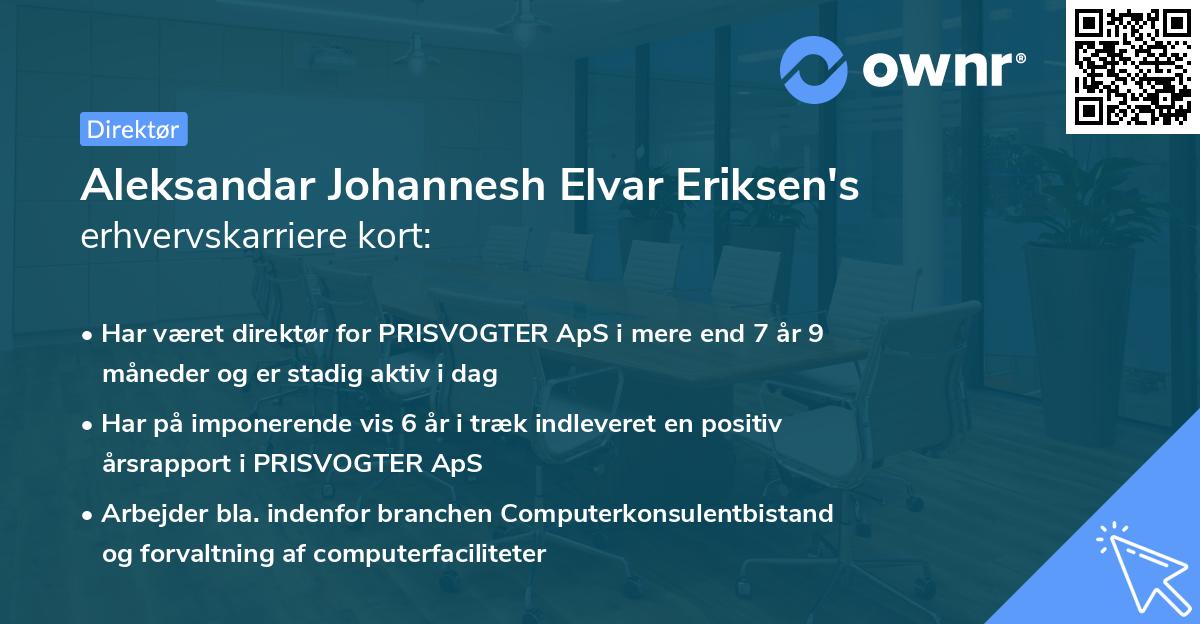Aleksandar Johannesh Elvar Eriksen's erhvervskarriere kort