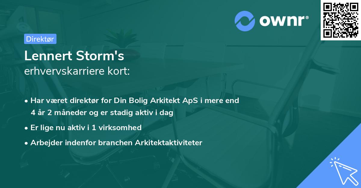 Lennert Storm's erhvervskarriere kort