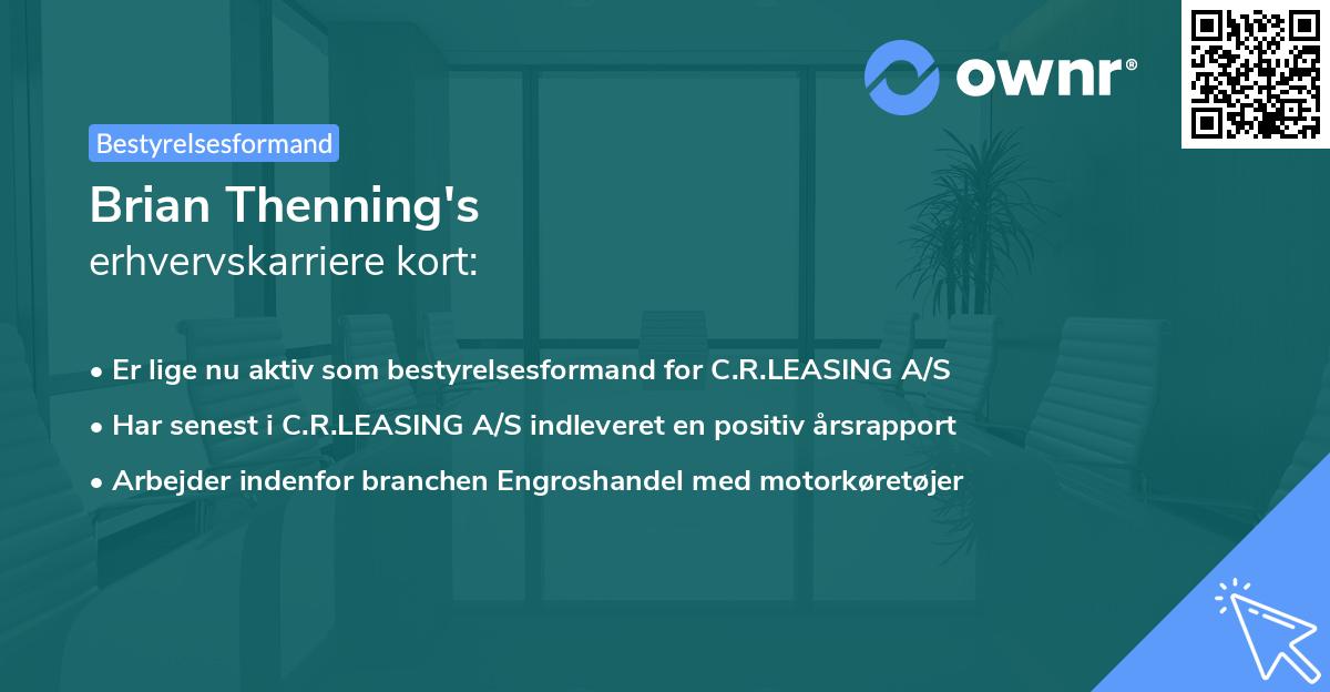 Brian Thenning's erhvervskarriere kort