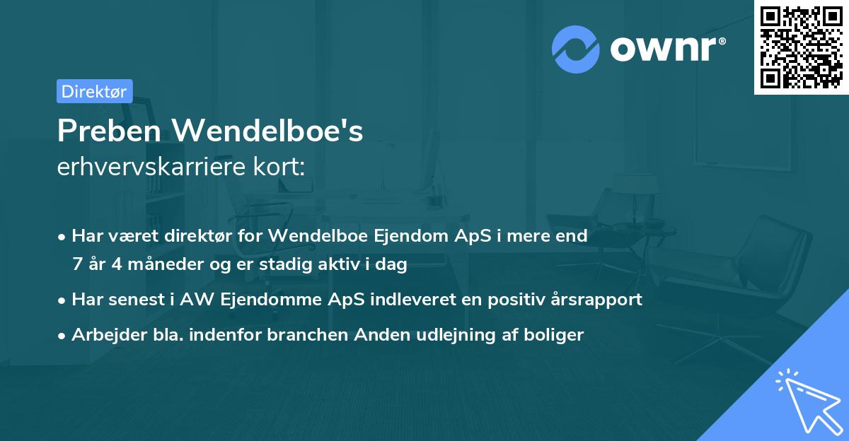 Preben Wendelboe's erhvervskarriere kort
