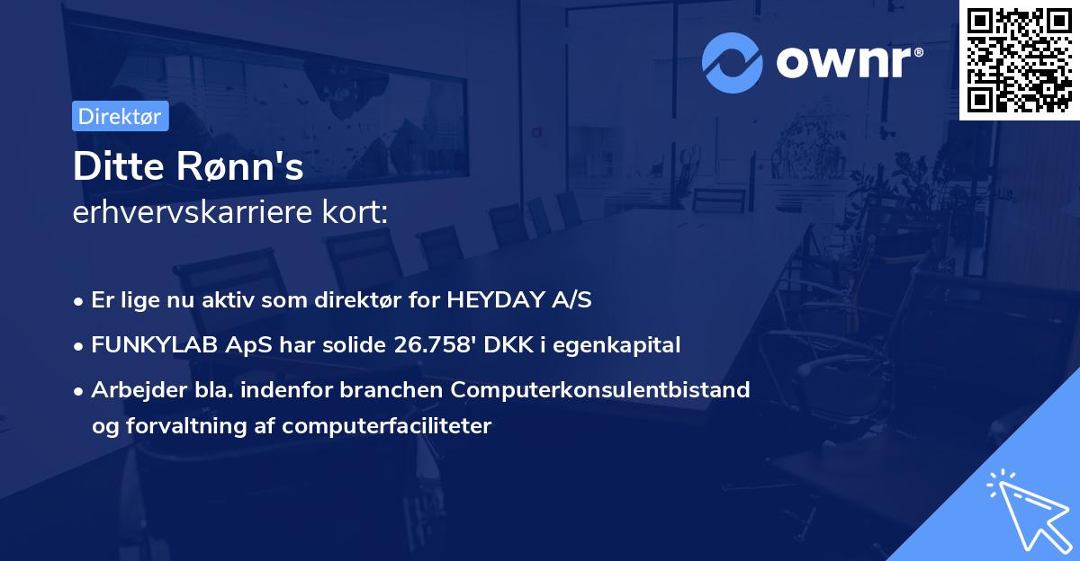 Ditte Rønn's erhvervskarriere kort