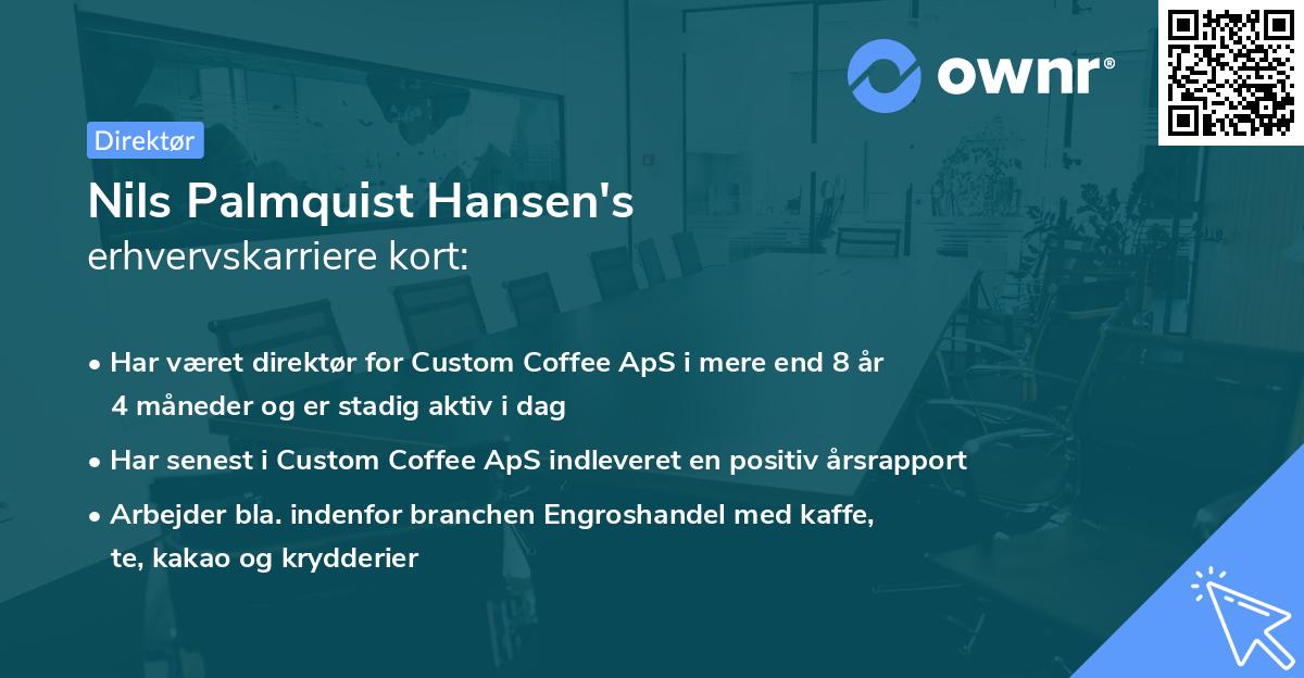 Nils Palmquist Hansen's erhvervskarriere kort