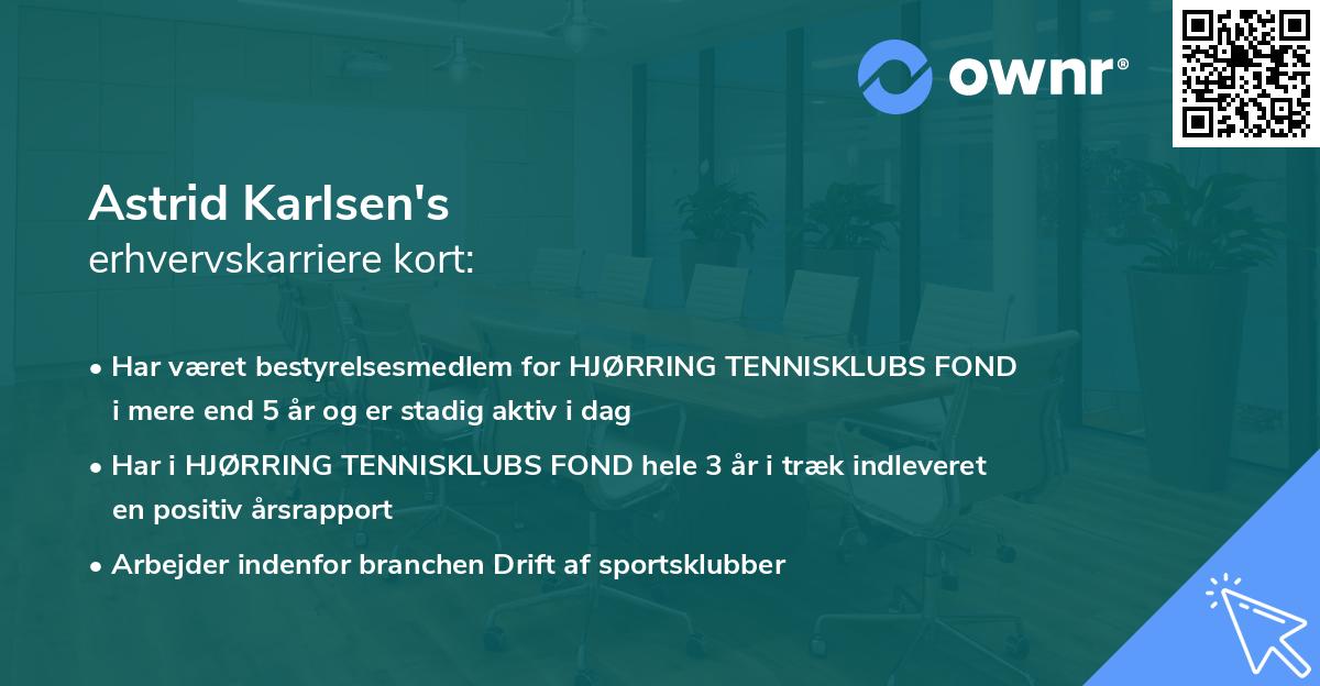 Astrid Karlsen's erhvervskarriere kort
