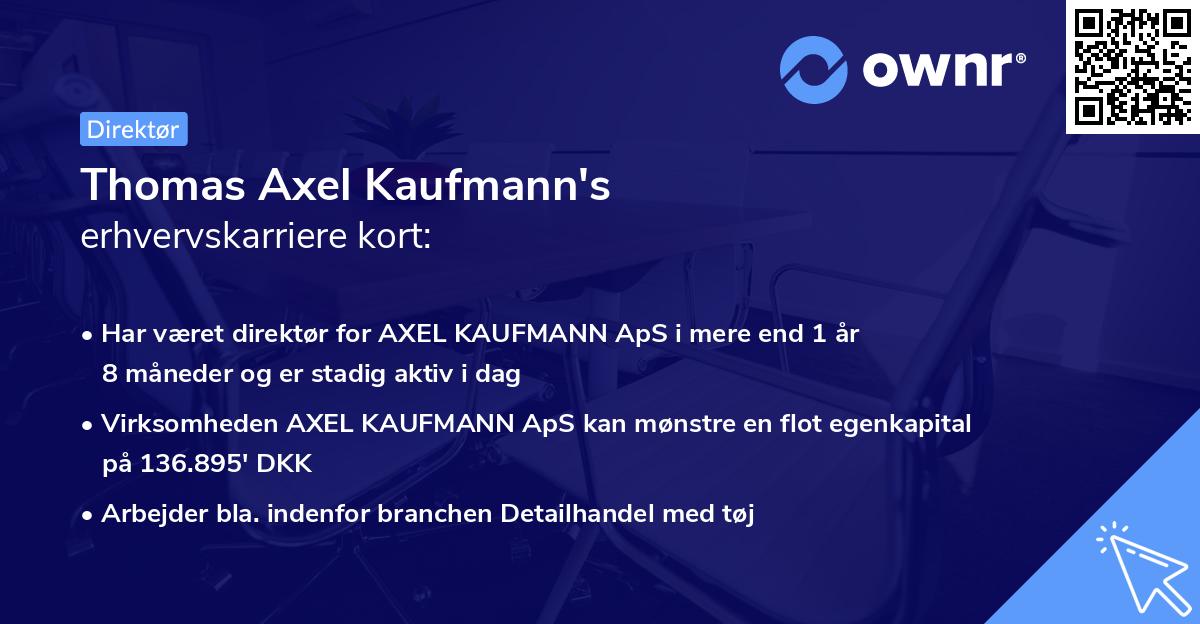 Thomas Axel Kaufmann's erhvervskarriere kort