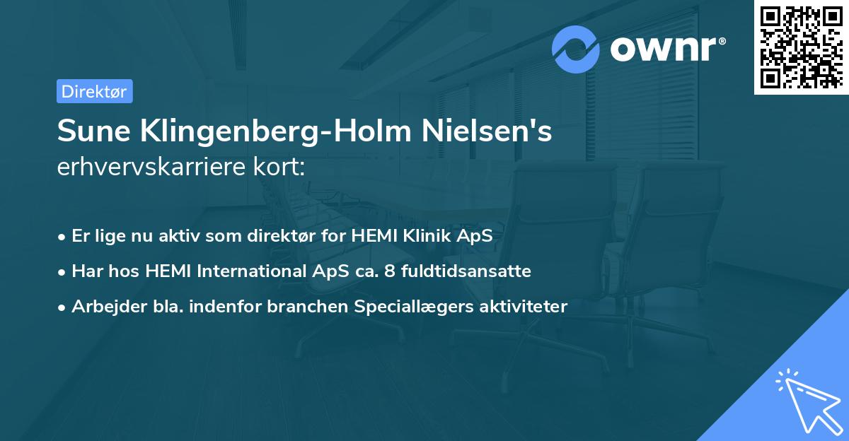 Sune Klingenberg-Holm Nielsen's erhvervskarriere kort