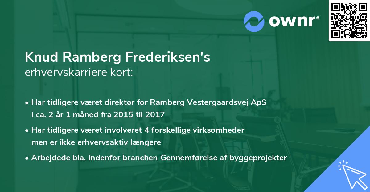 Knud Ramberg Frederiksen's erhvervskarriere kort