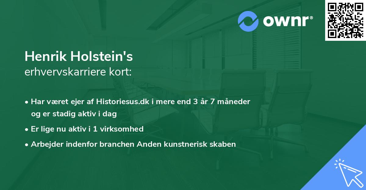 Henrik Holstein's erhvervskarriere kort