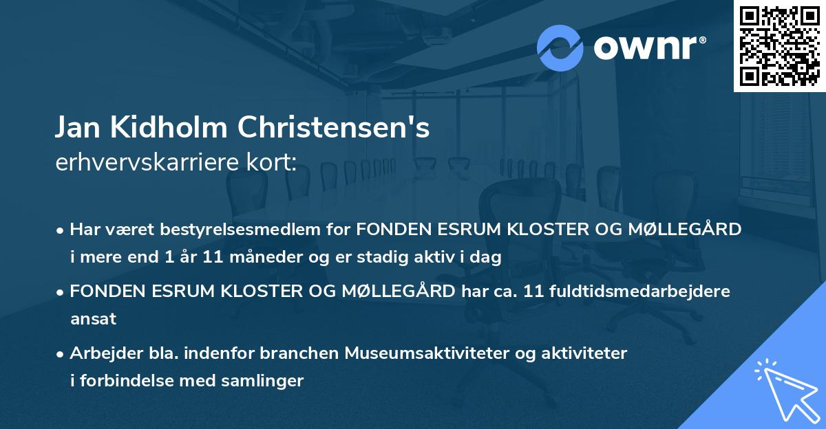 Jan Kidholm Christensen's erhvervskarriere kort