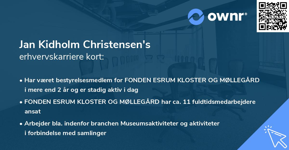 Jan Kidholm Christensen's erhvervskarriere kort