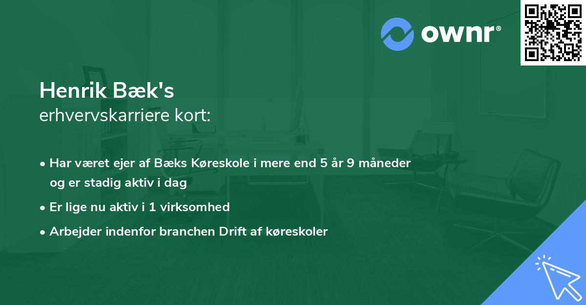 Henrik Bæk's erhvervskarriere kort