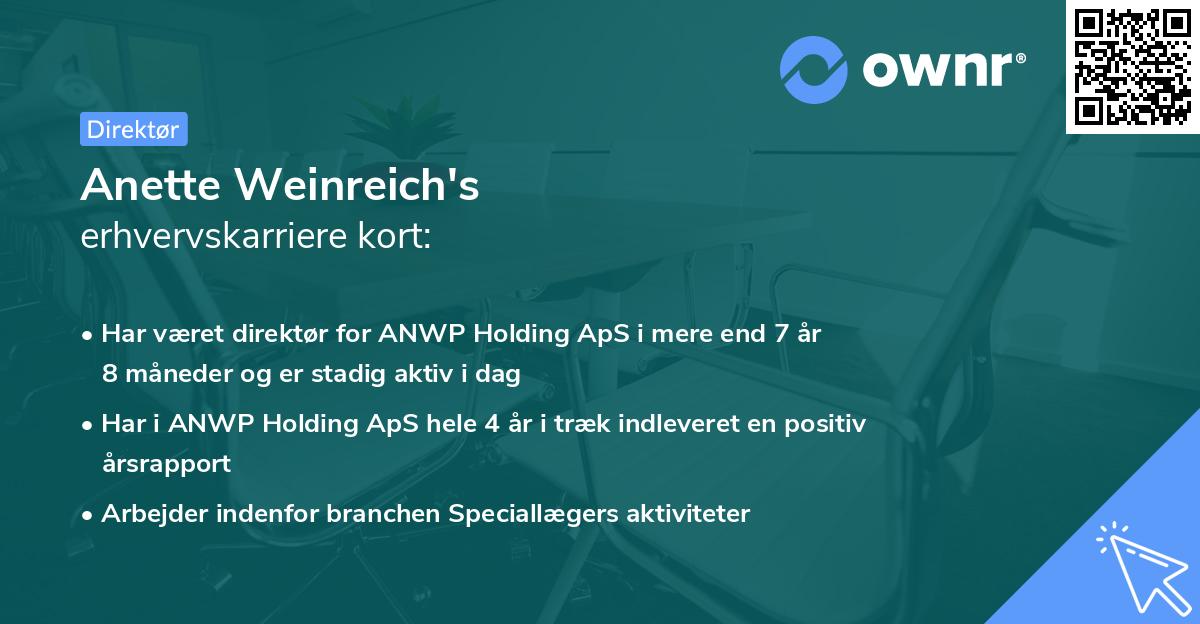 Anette Weinreich's erhvervskarriere kort