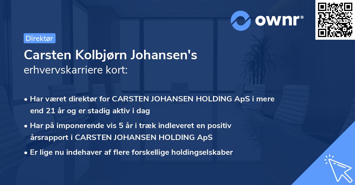 Carsten Kolbjørn Johansen's erhvervskarriere kort