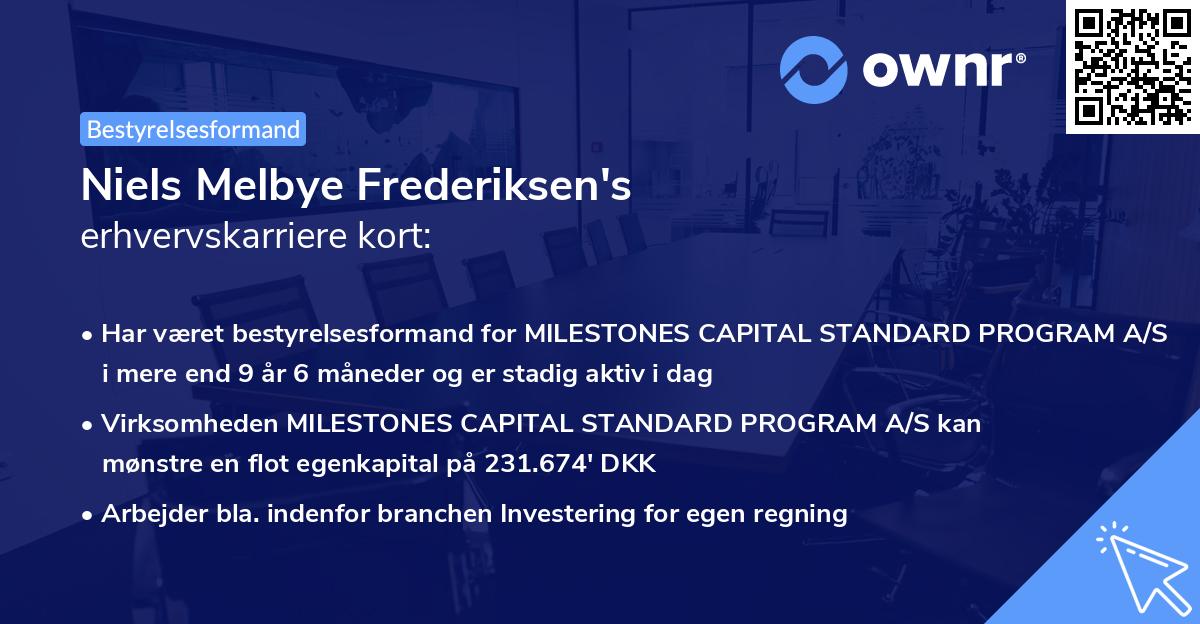 Niels Melbye Frederiksen's erhvervskarriere kort