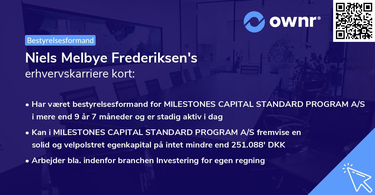 Niels Melbye Frederiksen's erhvervskarriere kort
