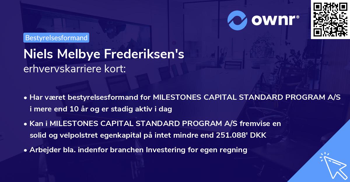 Niels Melbye Frederiksen's erhvervskarriere kort