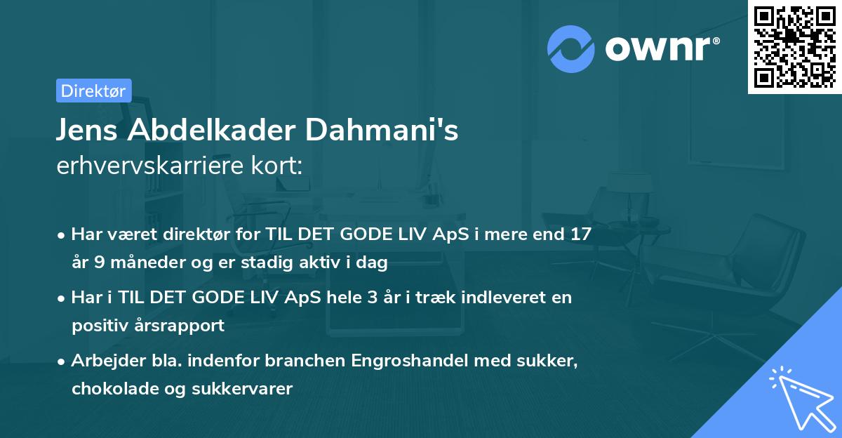 Jens Abdelkader Dahmani's erhvervskarriere kort
