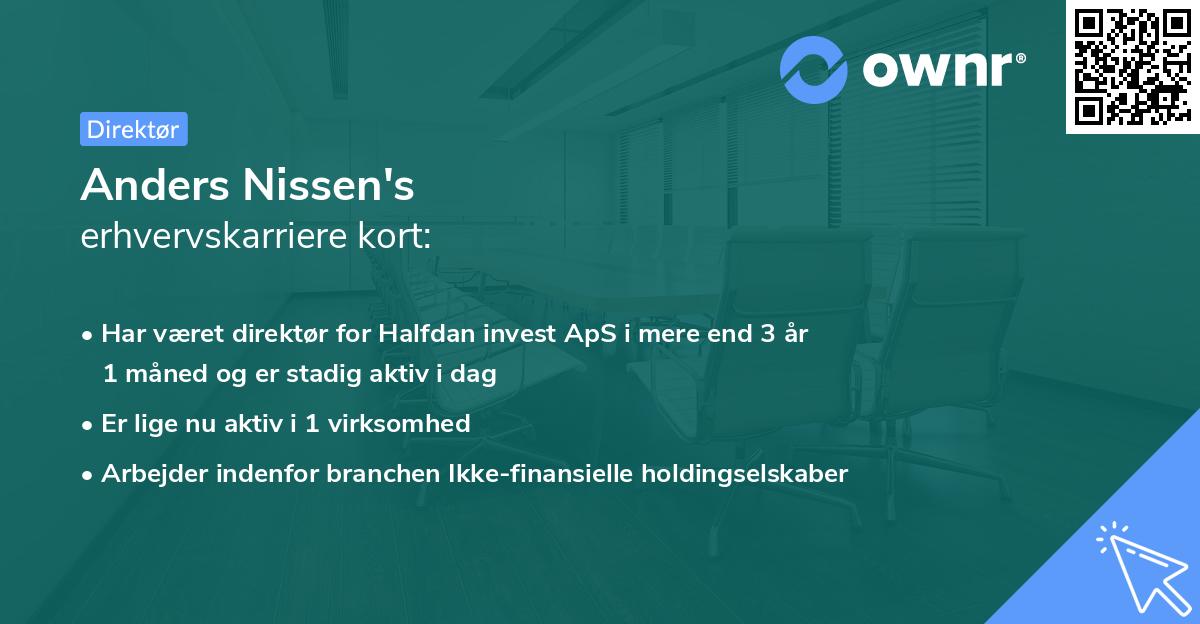 Anders Nissen's erhvervskarriere kort