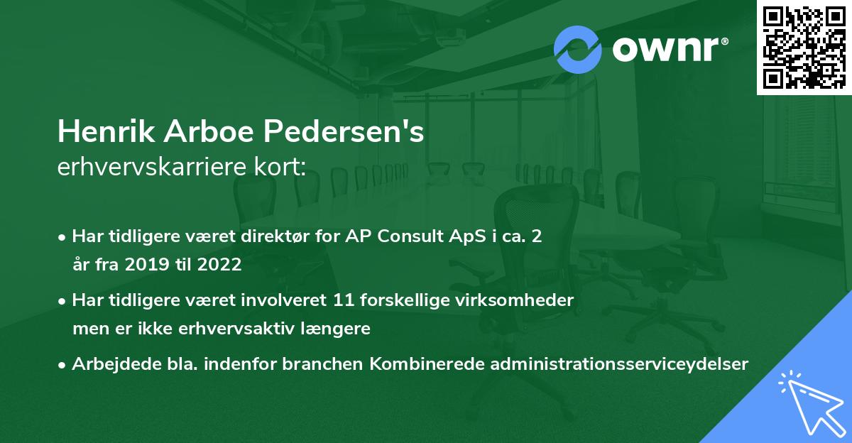 Henrik Arboe Pedersen's erhvervskarriere kort