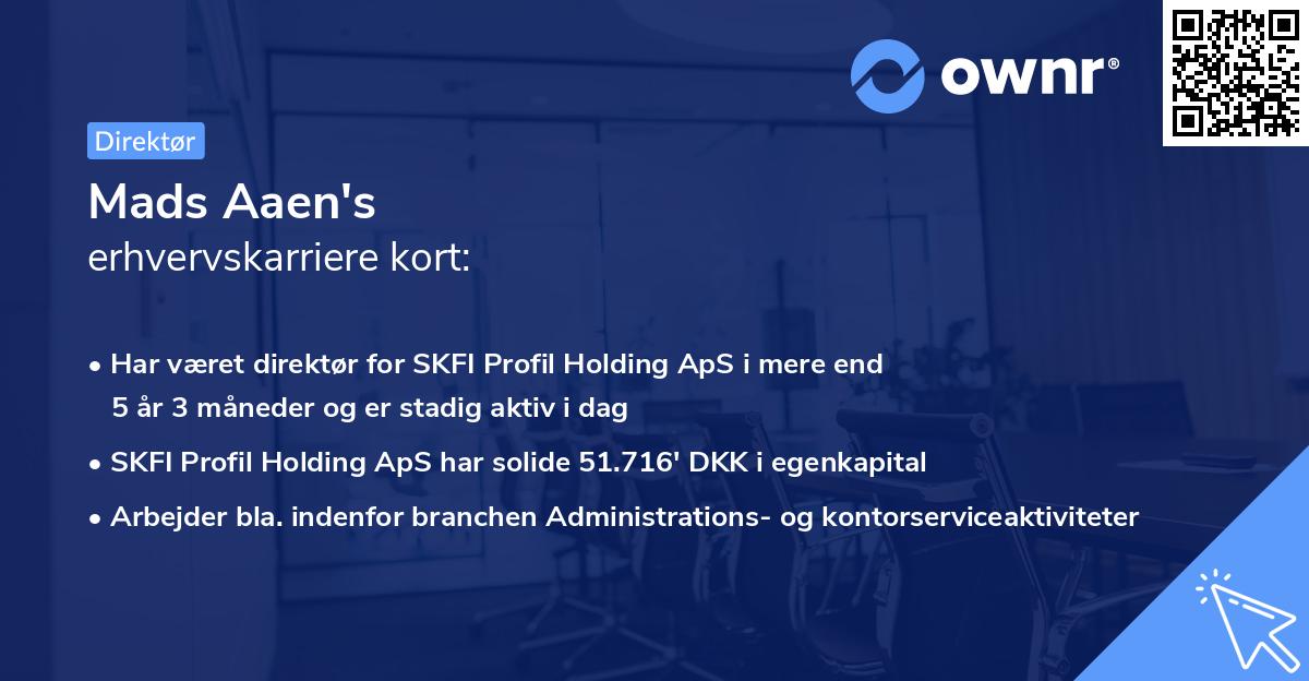 Mads Aaen's erhvervskarriere kort