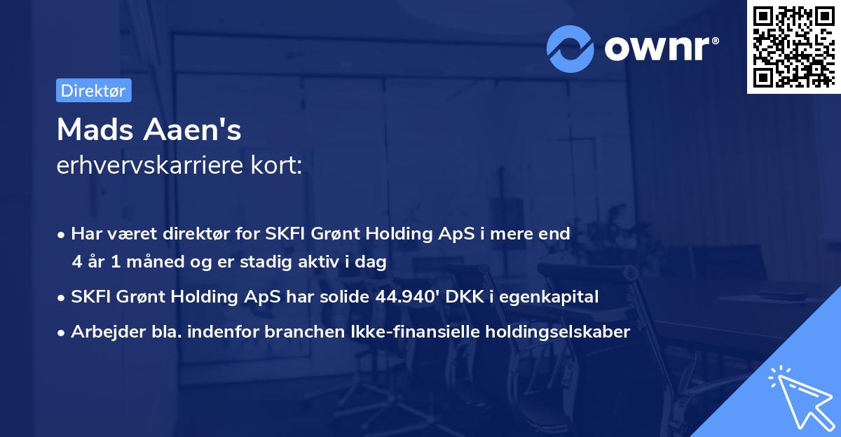 Mads Aaen's erhvervskarriere kort