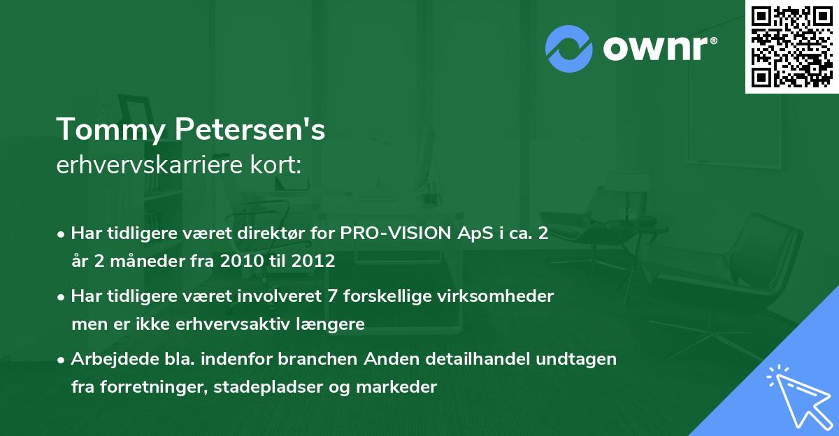 Tommy Petersen's erhvervskarriere kort