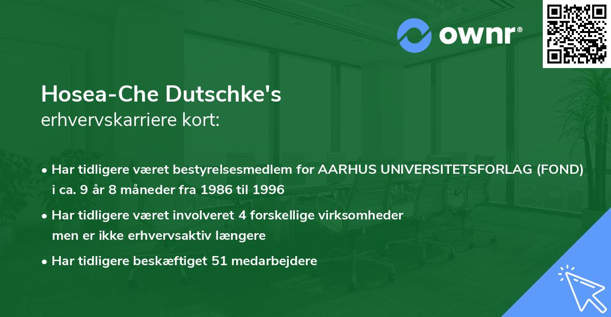 Hosea-Che Dutschke's erhvervskarriere kort