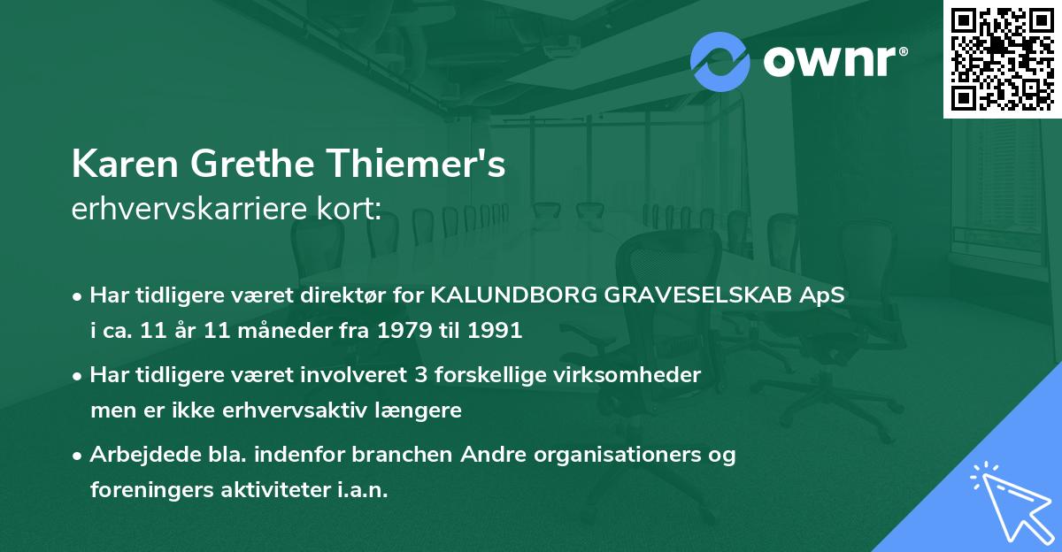 Karen Grethe Thiemer's erhvervskarriere kort