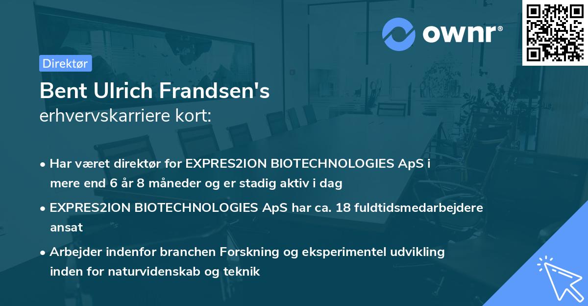 Bent Ulrich Frandsen's erhvervskarriere kort