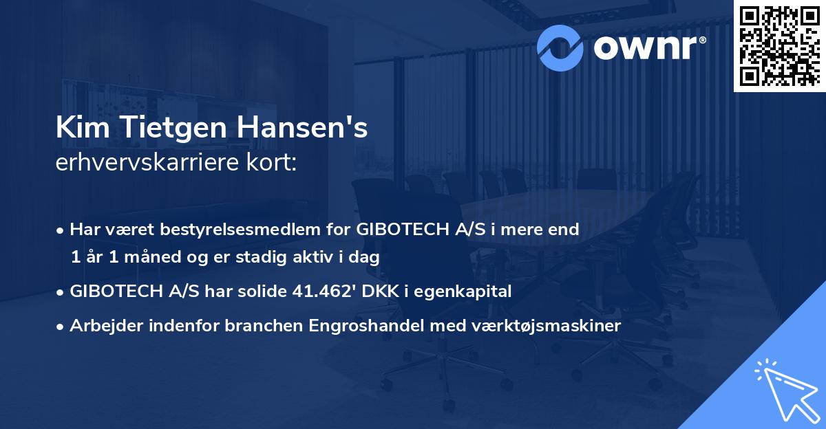 Kim Tietgen Hansen's erhvervskarriere kort