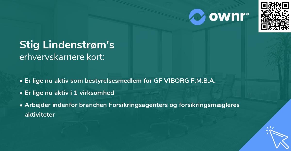 Stig Lindenstrøm's erhvervskarriere kort