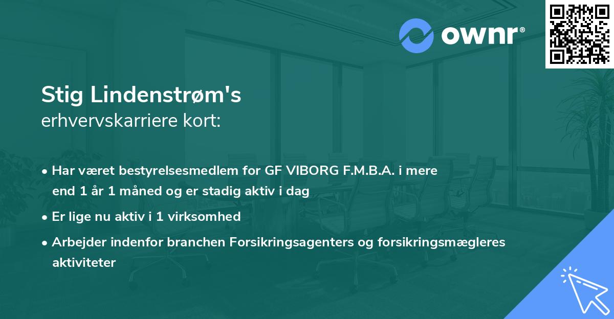 Stig Lindenstrøm's erhvervskarriere kort