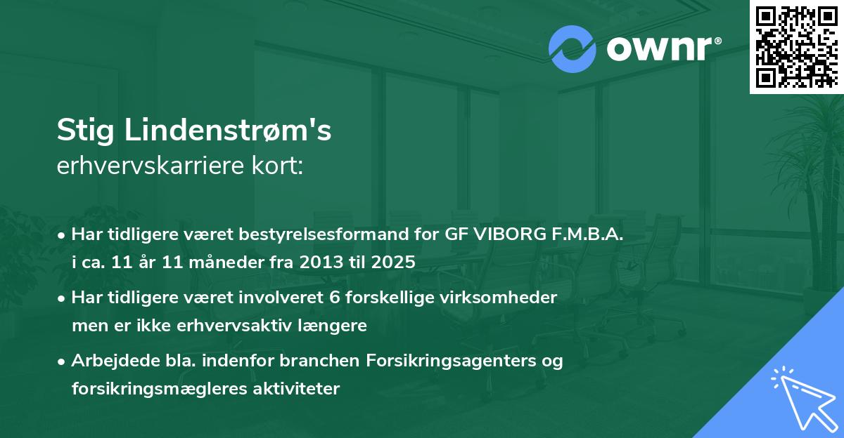 Stig Lindenstrøm's erhvervskarriere kort