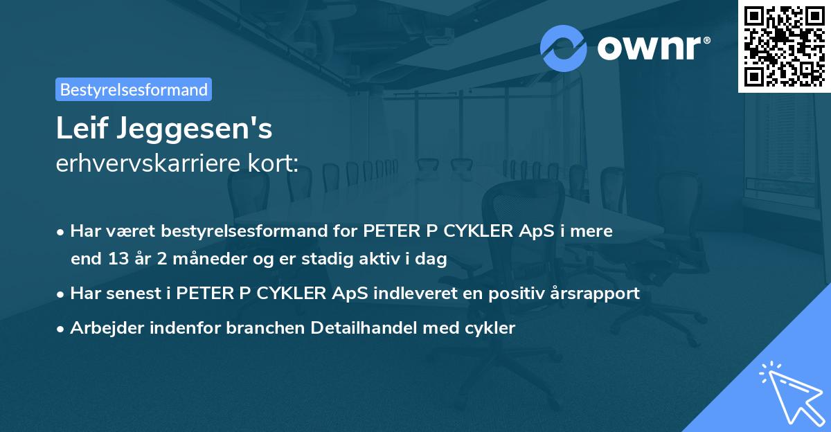 Leif Jeggesen's erhvervskarriere kort