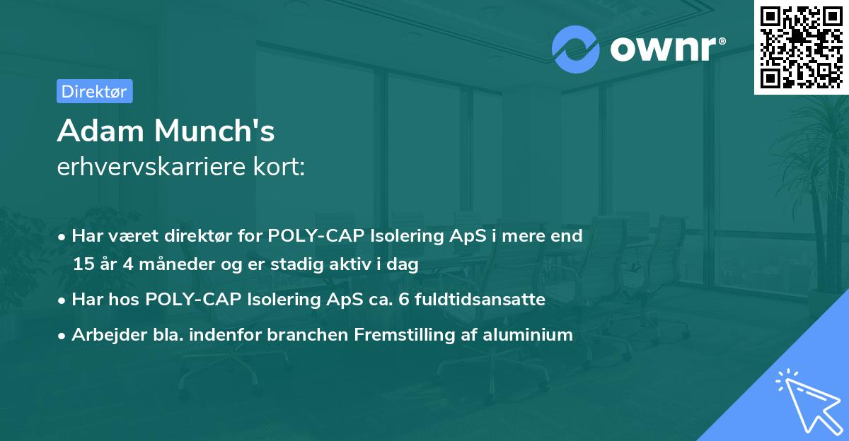Adam Munch's erhvervskarriere kort