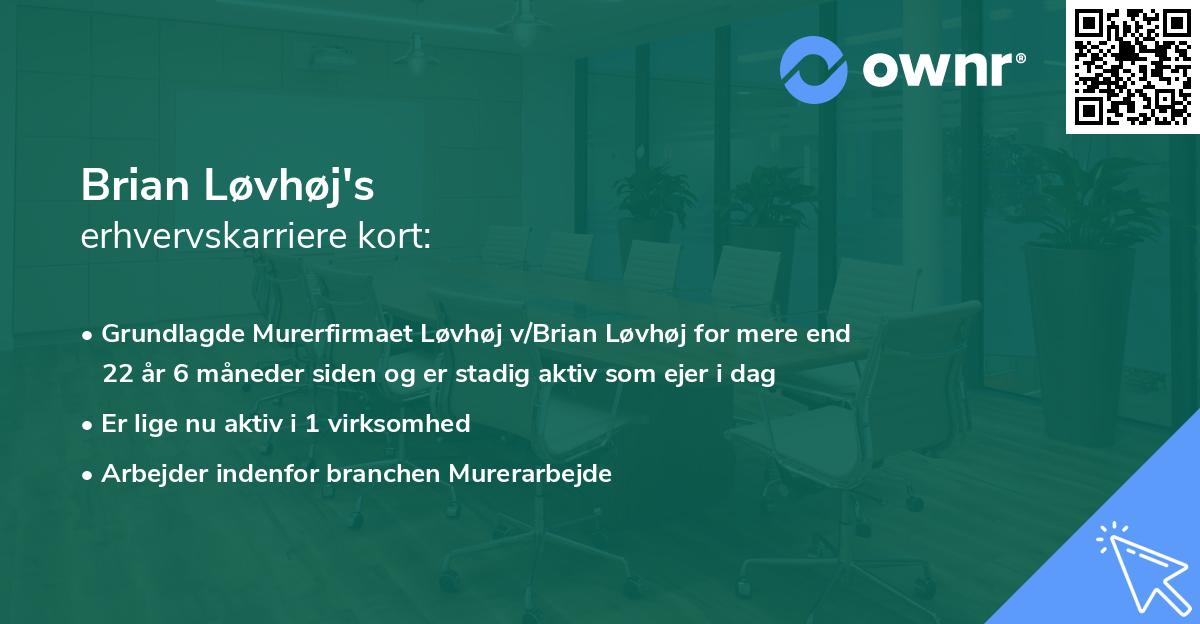 Brian Løvhøj's erhvervskarriere kort