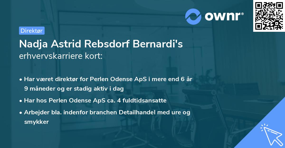 Nadja Astrid Rebsdorf Bernardi's erhvervskarriere kort