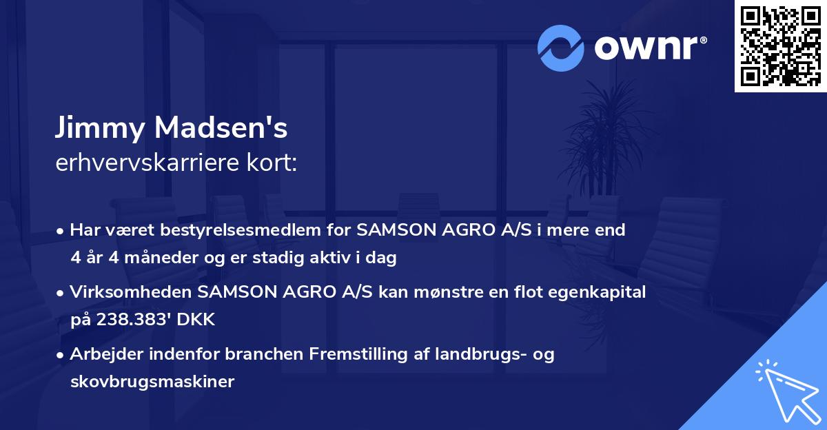 Jimmy Madsen's erhvervskarriere kort