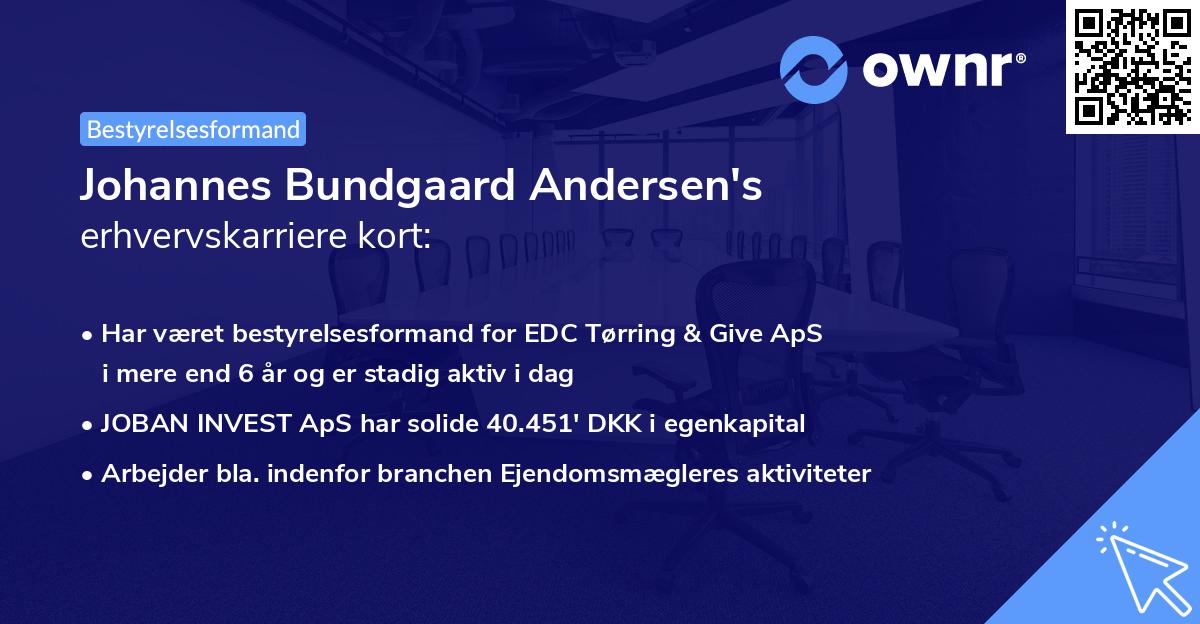 Johannes Bundgaard Andersen's erhvervskarriere kort