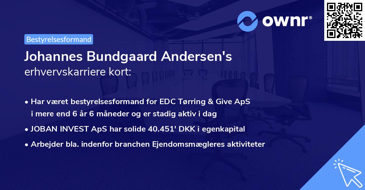 Johannes Bundgaard Andersen's erhvervskarriere kort