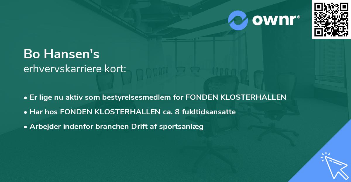 Bo Hansen's erhvervskarriere kort