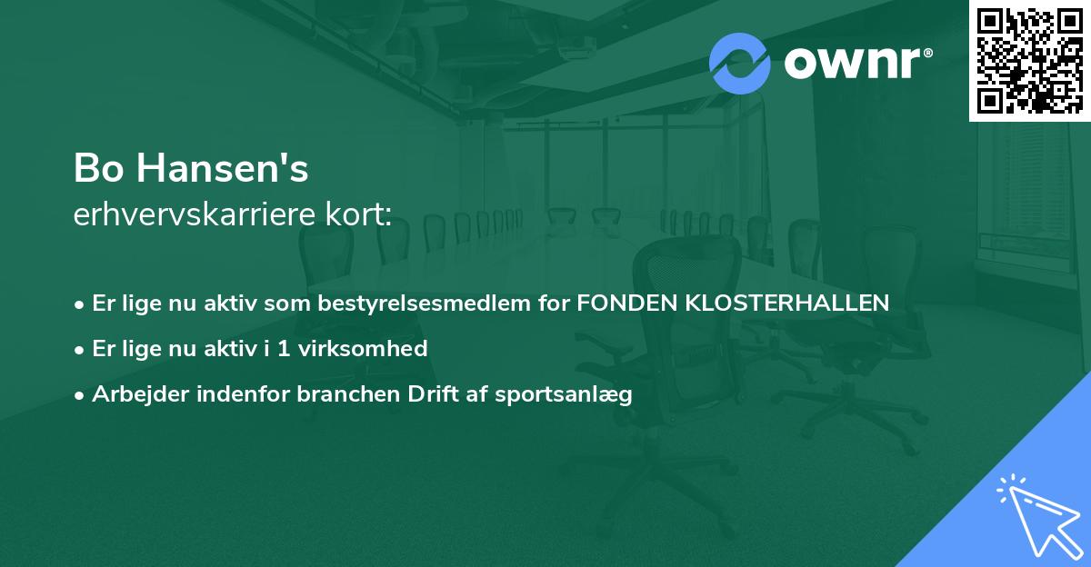 Bo Hansen's erhvervskarriere kort