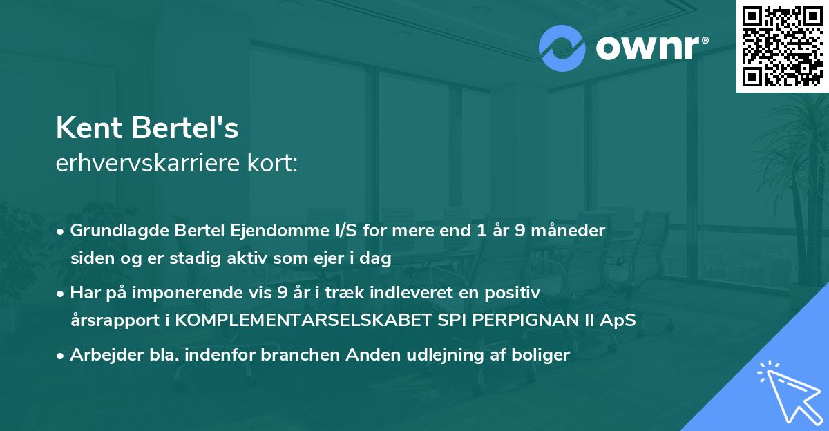 Kent Bertel's erhvervskarriere kort