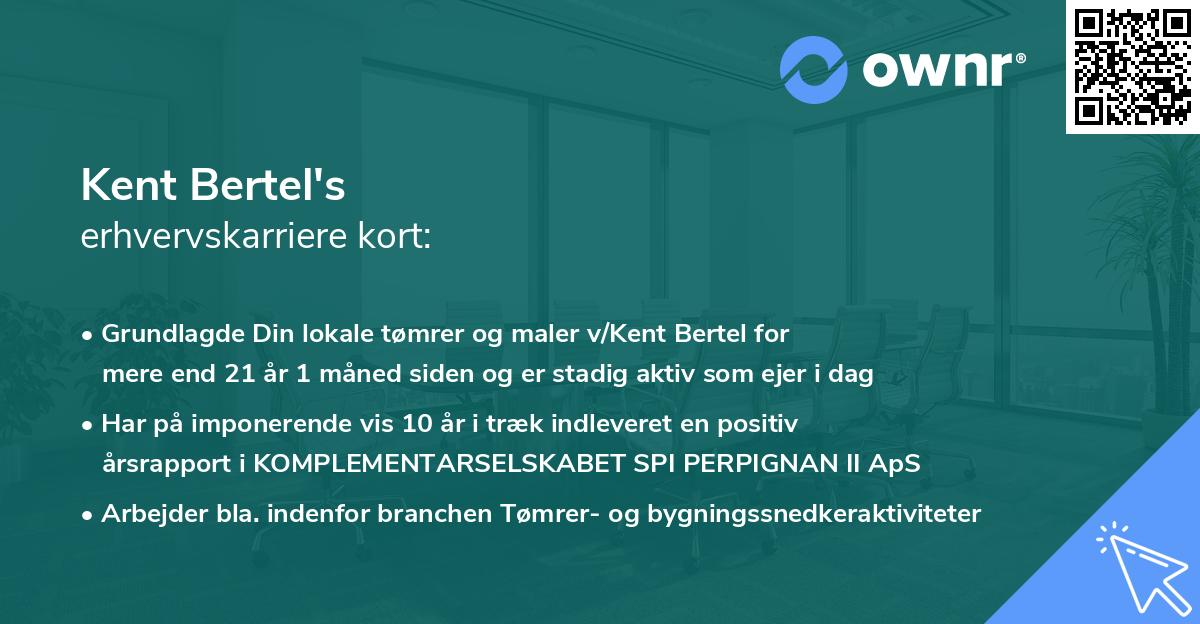 Kent Bertel's erhvervskarriere kort
