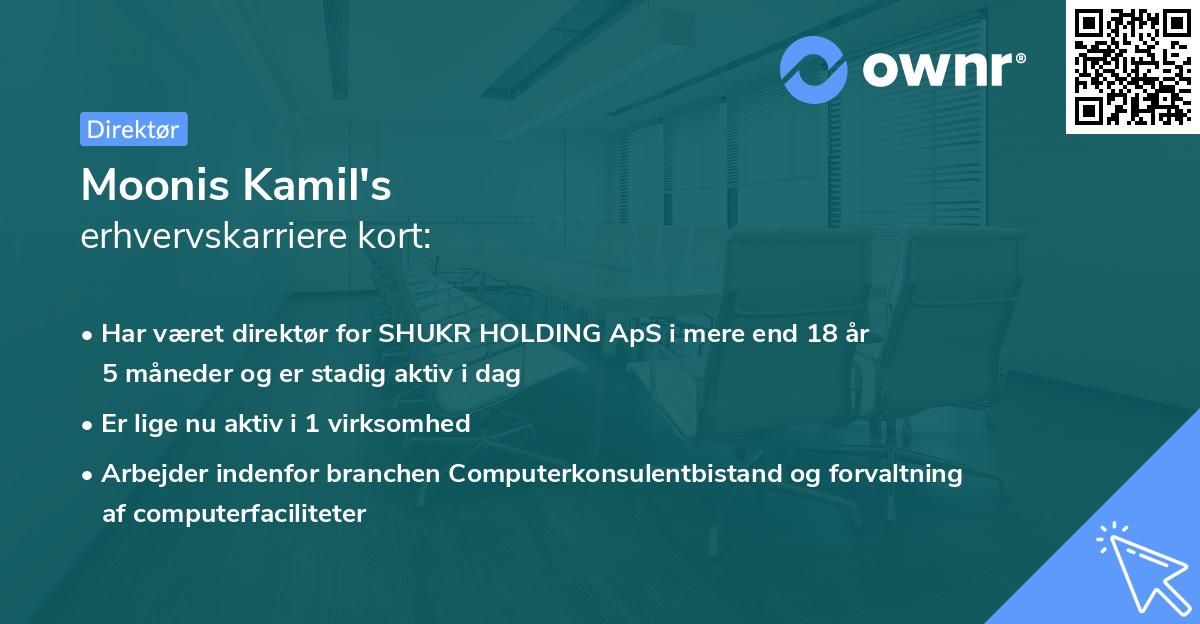 Moonis Kamil's erhvervskarriere kort
