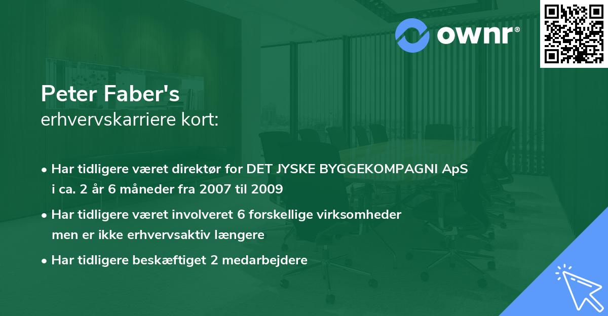 Peter Faber's erhvervskarriere kort