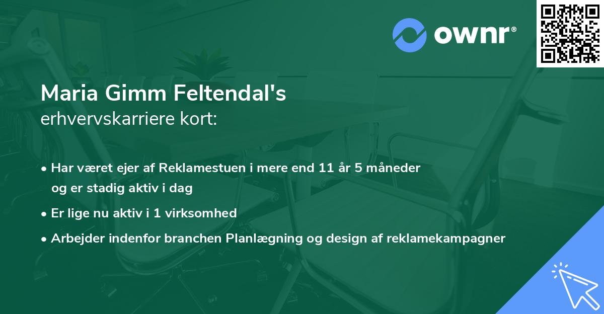 Maria Gimm Feltendal's erhvervskarriere kort