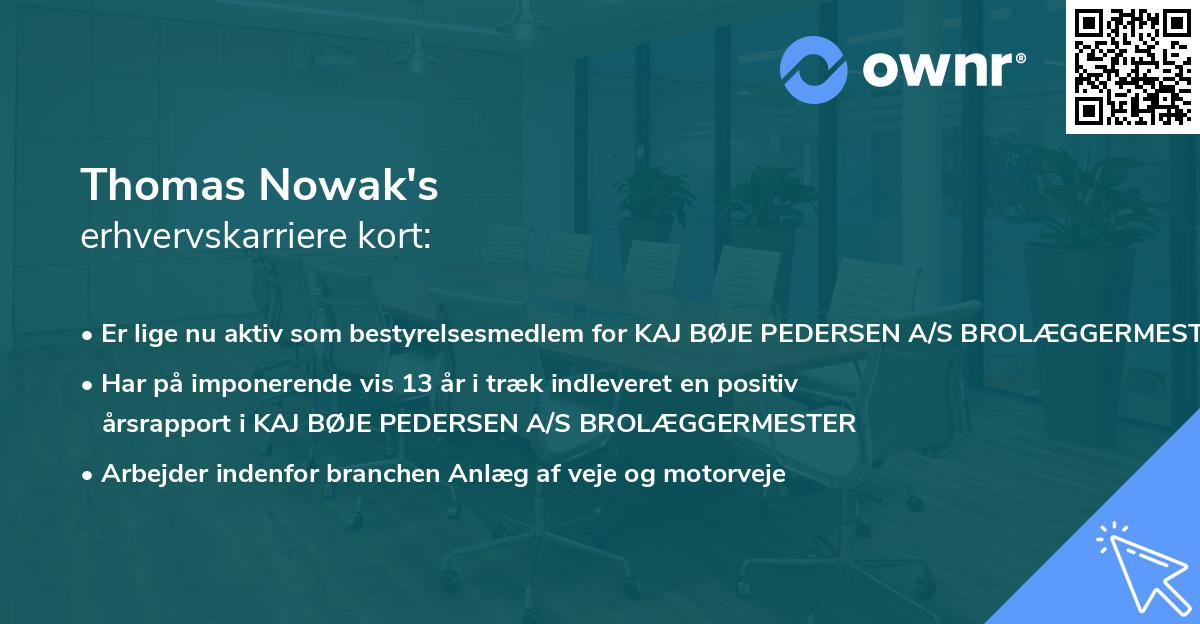 Thomas Nowak's erhvervskarriere kort