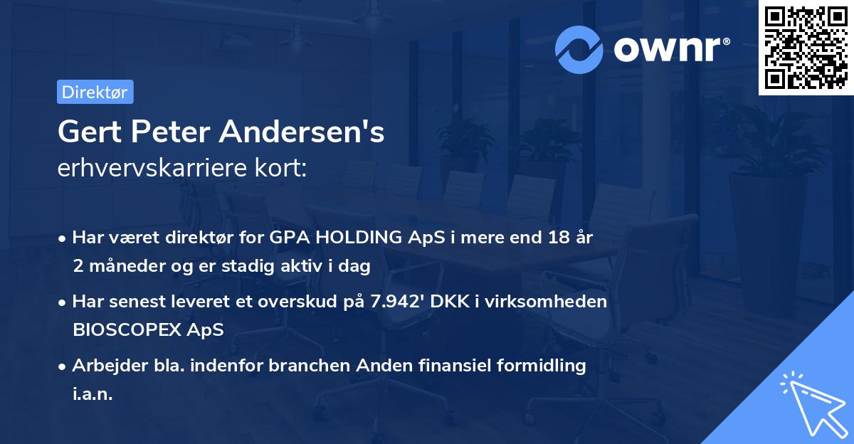 Gert Peter Andersen's erhvervskarriere kort