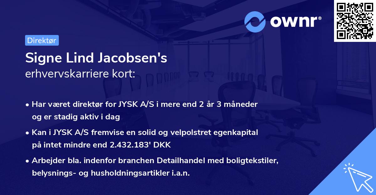 Signe Lind Jacobsen's erhvervskarriere kort