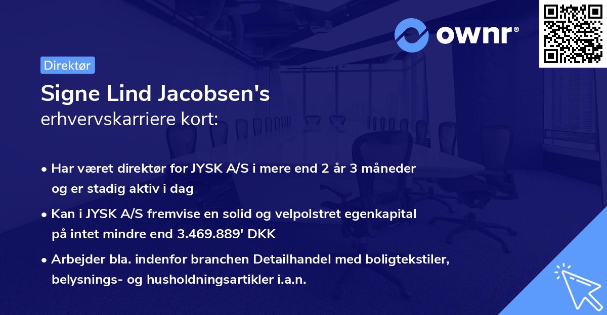 Signe Lind Jacobsen's erhvervskarriere kort
